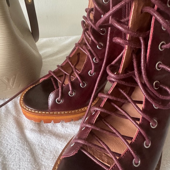 Jeffrey Campbell Brown Ankle Boots with Lace-Up Design - Picture 2 of 4